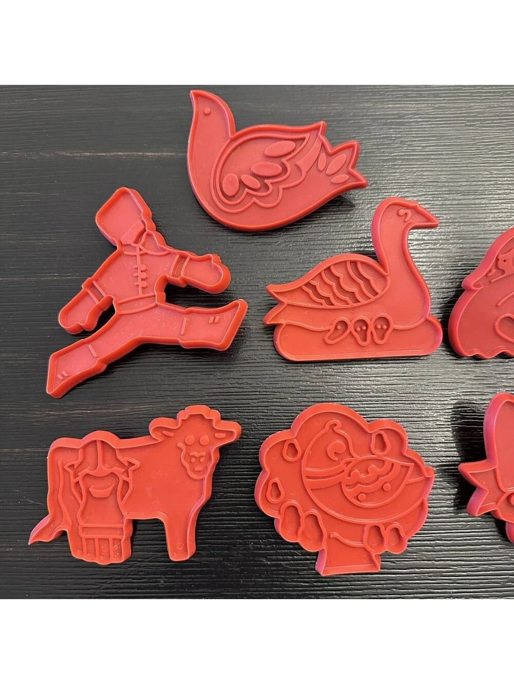 Vintage 1978 Chevron Christmas Cookie Cutter Lot 7pcs Plastic Holiday EUC